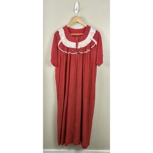 Vtg‎ Muumuu Nightgown 80's/90's Women's Lace Ruffles Cottage Core Red Sz M/L?